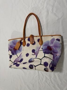 Dooney & Bourke Fabric & Leather Tote Orchids Galore!